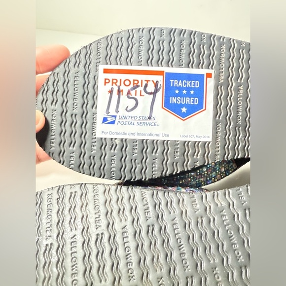 Yellow Box Black Sandals with Multicolor Straps Size 9.5 - Picture 5 of 5